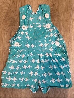 Vintage Blue Ginger Hawaiian Design Fish Shortall